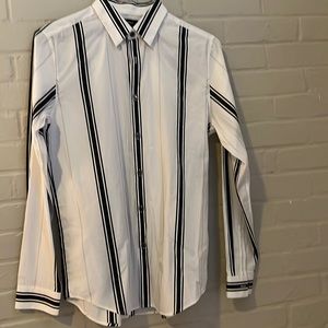 NWT THEORY Irving Wide Rail Stripe Woven Shirt Mens Size S Small $225.